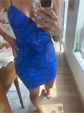 Cobalt Blue Sequin mini Dress - Women